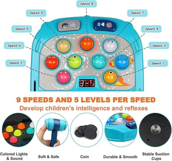 Whack-a-Mole Game for Kids – Interactive Toy with Lights & Sound, Dual Hammer Mode, Ages 3–12 - Image 3